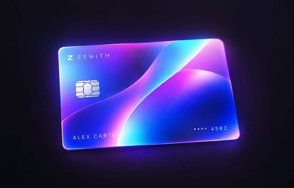 Wallet card skinned with a holographic gradient